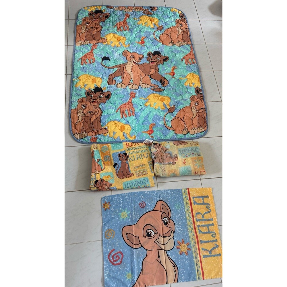 Vtg 90s Dundee Disney Lion King 4 pc Set Comforter, Sheet, Pillowcase Kiara Kova